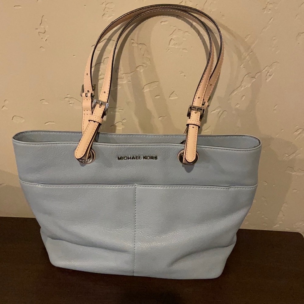 Michael Kors light blue tote bag